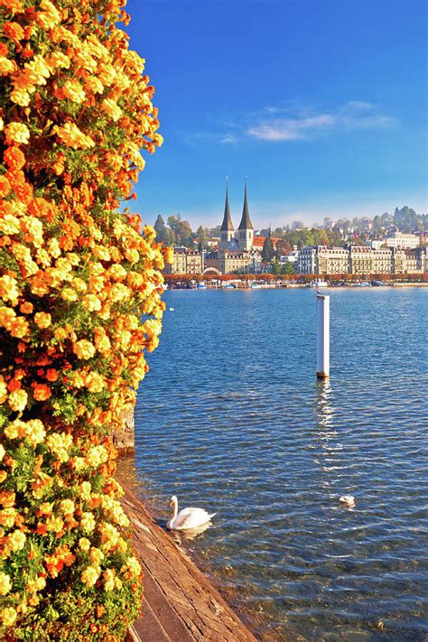 Colorful lake Luzern and town waterfront view Photograph by Brch Photography | Pixels