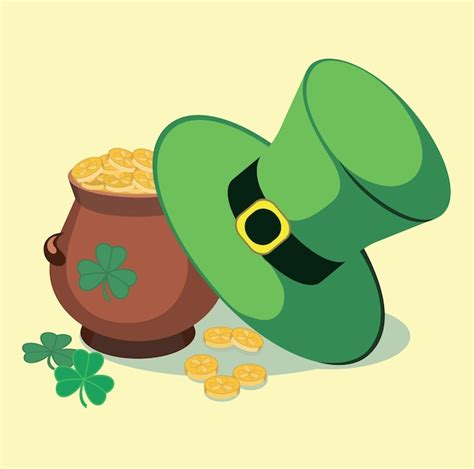 Premium Vector | A set of st patrick's day symbols a pot of coins green hat vector illustration