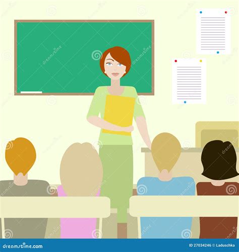 4 Students Listening To a Teacher Stock Vector - Illustration of ...