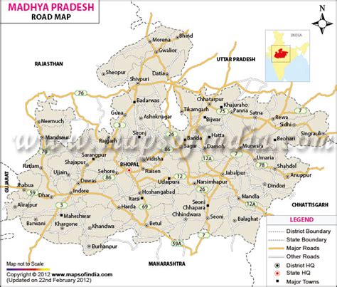 Road Map of Madhya Pradesh