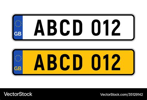 British uk car license plate template gb car Vector Image