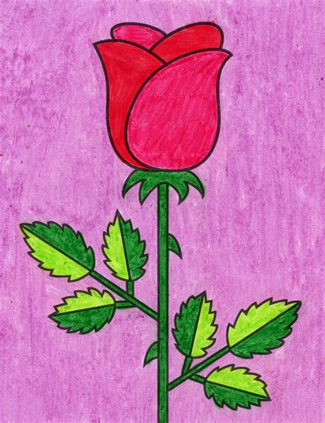 Easy How to Draw a Rose Tutorial Video and Rose Coloring Page | Easy flower drawings, Rose ...