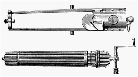 Gatling Gun 19Th Century. Ndetail Of The Crank And Worm Gear Of A ...