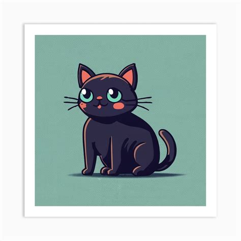 Pixel Art Black Cat Poster Art Print by Spyk.music - Fy