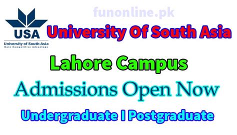 University Of South Asia (USA) Lahore Admission 2024 | WebStudy