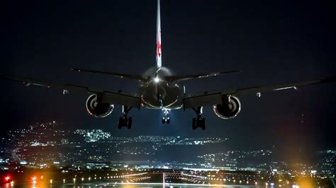 Airplane landing at night ️ - backiee