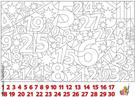 Logic puzzle game. Find the numbers hidden in the picture and paint them. Worksheet page for ...