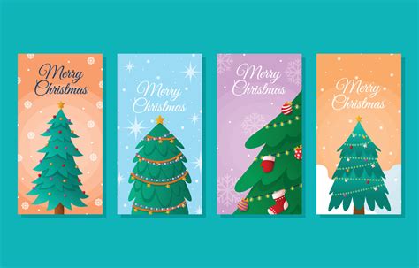 Christmas Tree Card Set Design 13711787 Vector Art at Vecteezy