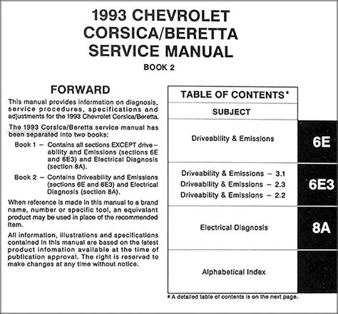 1993 Chevy Corsica & Beretta Repair Shop Manual Original 2 Volume Set