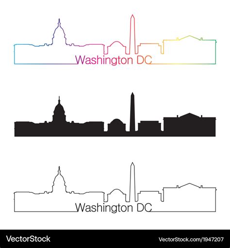 Washington dc skyline linear style with rainbow Vector Image