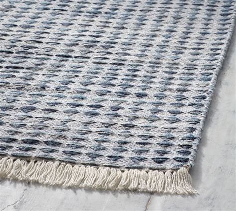 Oden Recycled Material Indoor/Outdoor Rug - Blue | Pottery Barn | Outdoor rugs, Blue rugs living ...