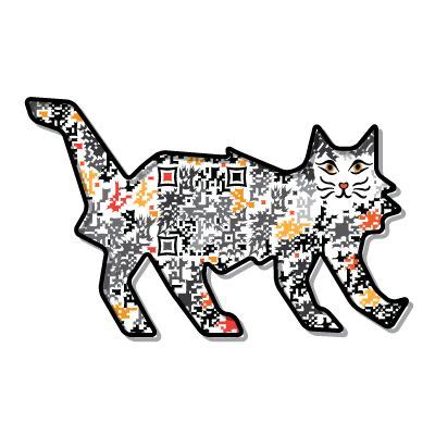an image of a cat made out of qr code