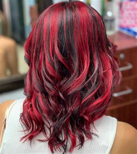 Top 30 Red Highlights On Black Hair Ideas (2023 Update) - Tattooed Martha