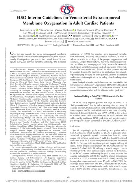 2021 ELSO Interim Guidelines For Venoarterial. Ecmo Save Score | PDF | Vein | Blood Pressure