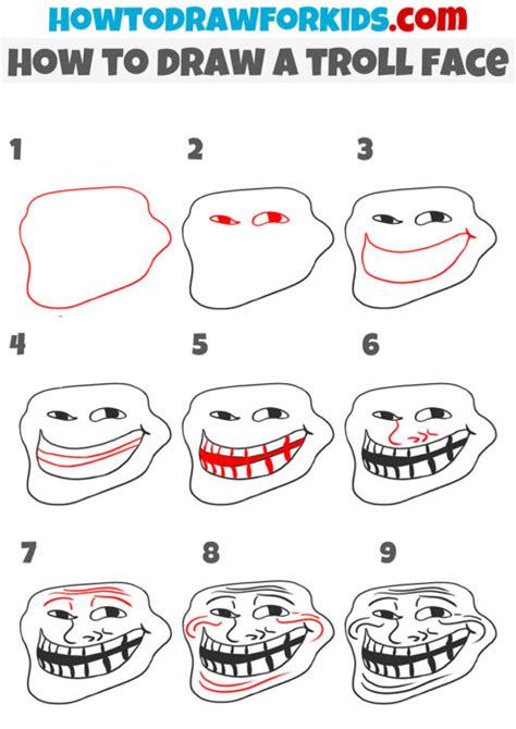 How to Draw a Troll Face - Easy Drawing Tutorial For Kids