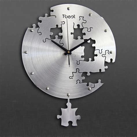 16 Inch Circilar Creative Puzzles Wall Clock Modern Design For Living Room Decoration Art 3D ...