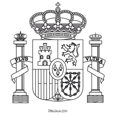 Spanish Flag and Coat of Arms Coloring Page