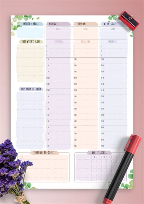 Download Printable Weekly Budget - Floral Style PDF