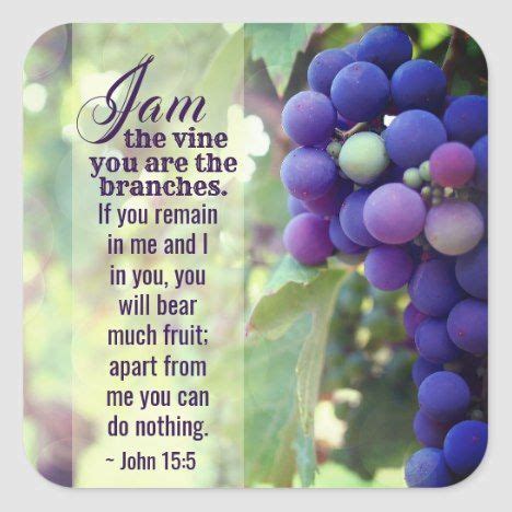 John 15:5 I Am the Vine You are the Branches Bible Square Sticker | Zazzle | John 15 5, Bible ...