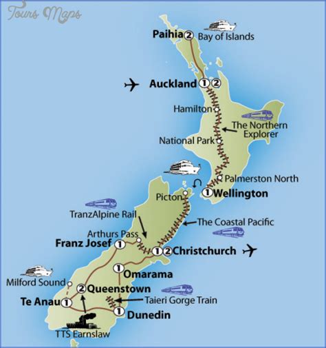 New Zealand Railway Map - ToursMaps.com