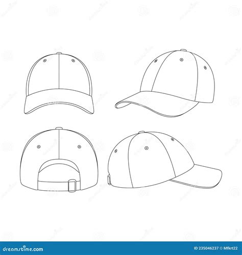 Template Baseball Cap Vector Outline Stock Vector - Illustration of ...