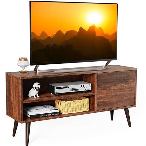 Buy TV Console Table with Storage for TV up to 55 in, Retro TV Stand for Media Cable Box Gaming ...