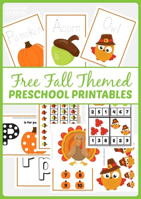 Super Cute - and Free! - Fall Themed Preschool Printables