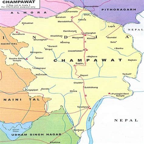 Champawat Map - Tourist Map of Champawat Uttarakhand