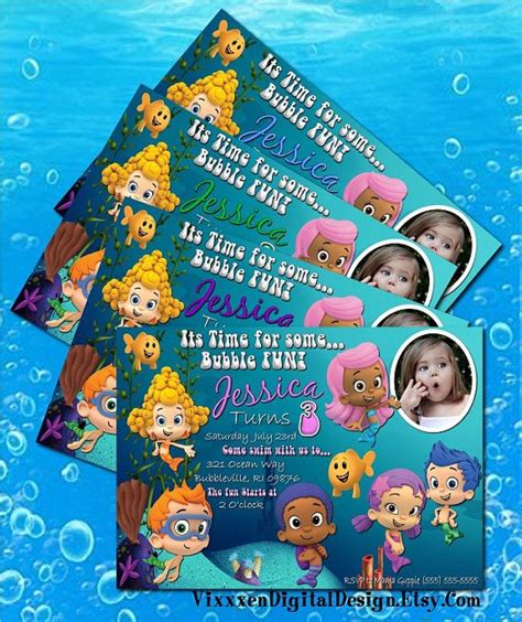 BUBBLE GUPPIES style 1 Birthday Invitation 4 colors to choose from personalized … | Bubble ...