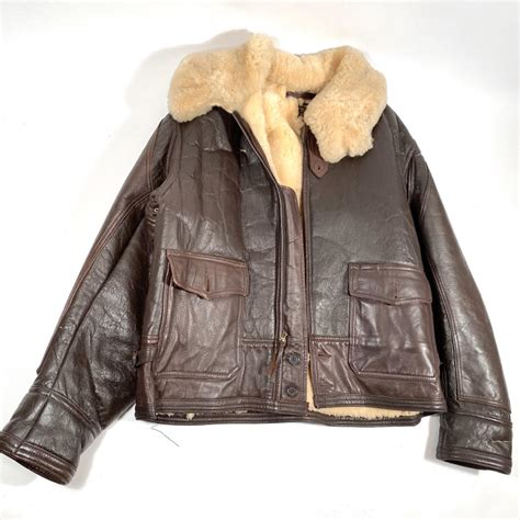 Sold Price: Vintage Original WW2 Leather Bomber Jacket - Invalid date EDT