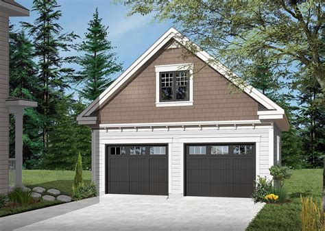 Traditional two-car garage with bonus room | Craftsman style house plans, Garage plans detached ...