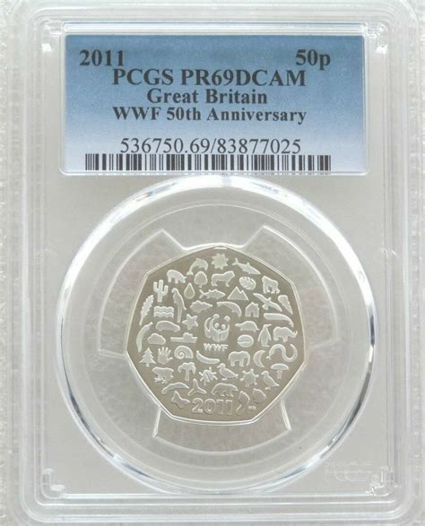 2011 World Wildlife Fund WWF 50p Silver Proof Coin PCGS PR69 DCAM