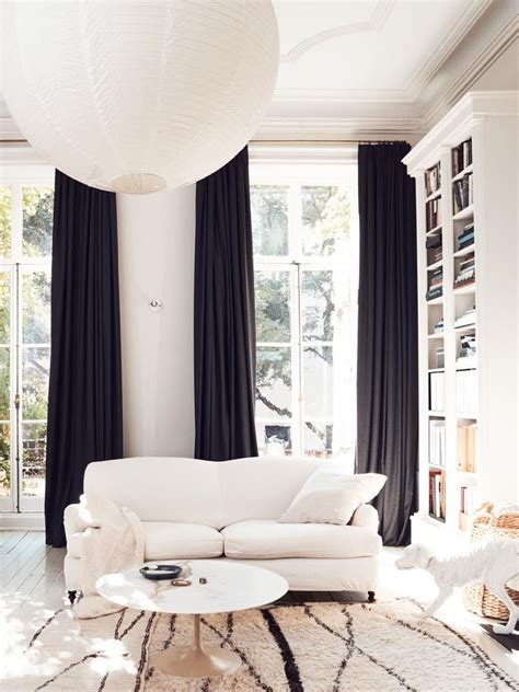 Swell Shopping: Winter Whites Living Room - Thou Swell | Black curtains ...