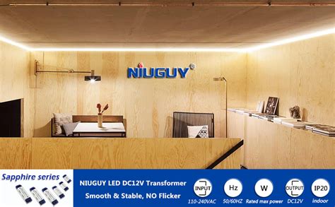 120VAC to DC 12V 5A LED Transformer Driver, NiuGuy 60W LED Power Supply for Under Cabinet Puck ...