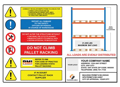 High Pile Storage Compliance Signage Southern California and Nationwide