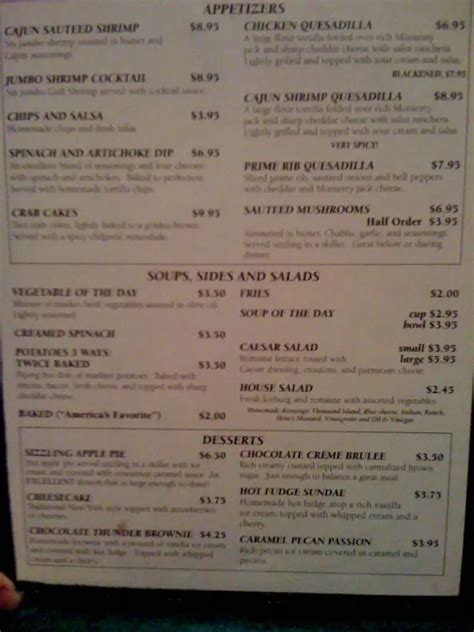 Menu at The Butcher Shop steakhouse, Little Rock