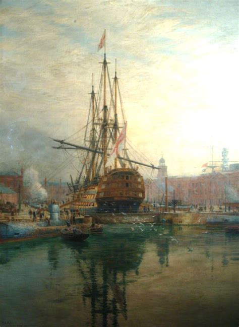 The Main Yard of HMS Victory Being Crossed Painting | William Lionel Wyllie Oil Paintings