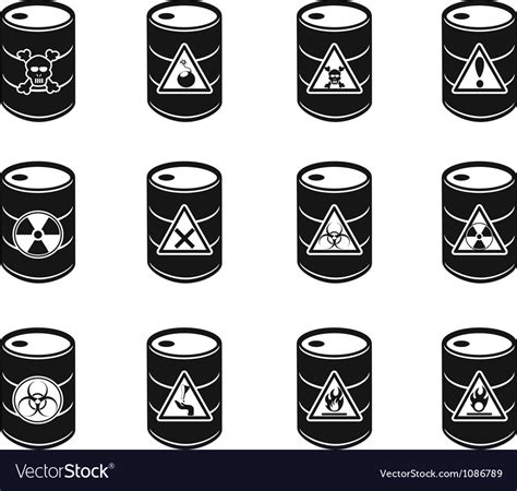 Toxic hazardous waste barrels icon Royalty Free Vector Image