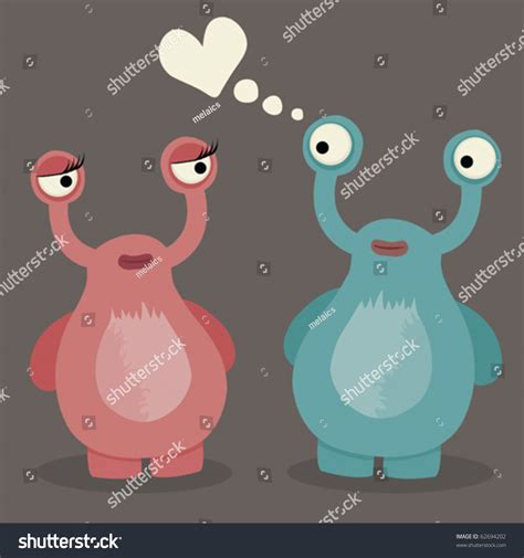 Two Cute Monsters Love Stock Vector (Royalty Free) 62694202 | Shutterstock