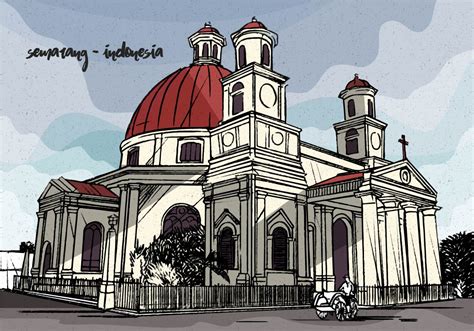 Colonial Vintage Vector Illustration of Semarang Indonesia 148918 Vector Art at Vecteezy