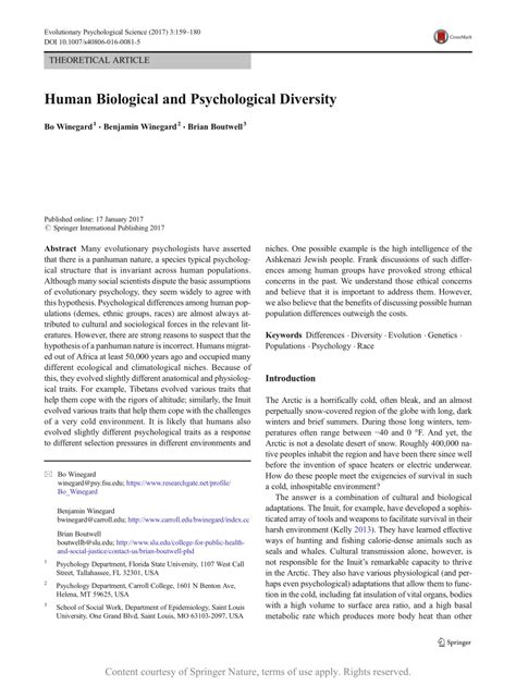 Human Biological and Psychological Diversity | Request PDF