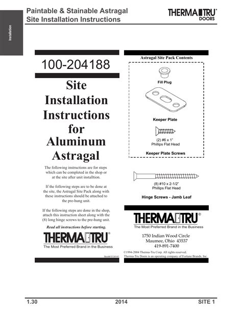 Therma-Tru Doors Installation User Manual | Page 30 / 76 | Original mode