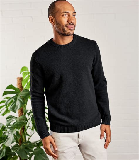 Black | Mens Lambswool Crew Neck Jumper | WoolOvers AU