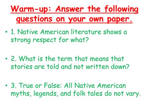 Native American Literature Time Period Lesson 34