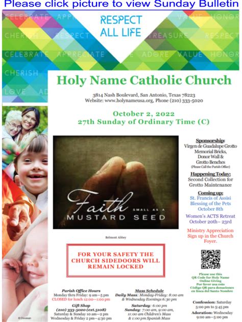 Holy Name Catholic Church Sunday Bulletin 10-02-22 | Holy Name Catholic Church