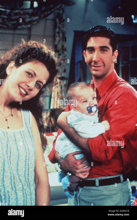 Friends still. David Schwimmer / Ross Geller, wife and baby Stock Photo ...