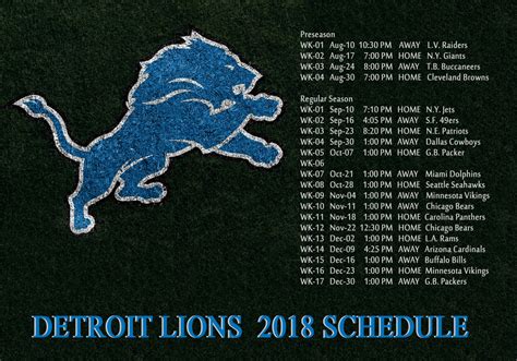 Lions Schedules - ANALYZING LIONS