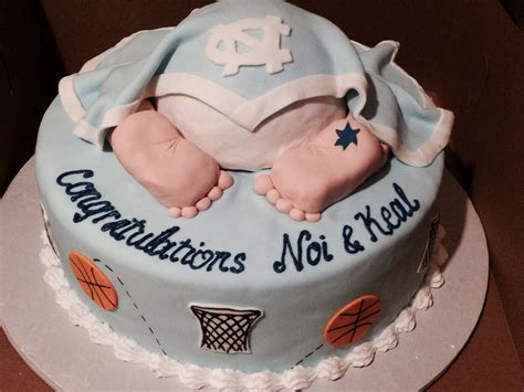 North Carolina Tar Heel/sports themed baby shower cake. Baby Cakes, Baby Shower Cakes, Baby ...