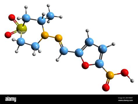 3D image of Nifurtimox skeletal formula - molecular chemical structure of Nitrofuran ...