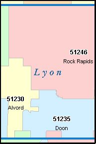 LYON County, Iowa Digital ZIP Code Map